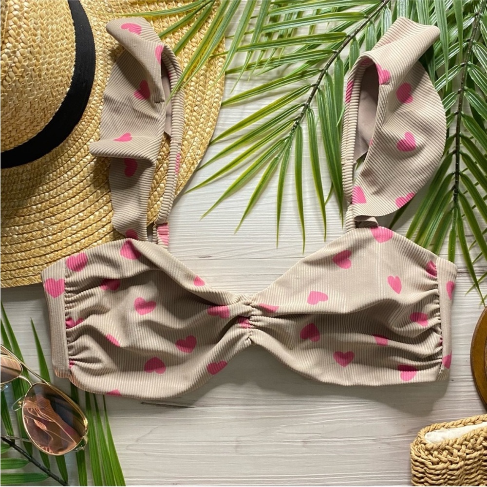 Beach Riot Hearts + Ruffles Bikini Top - Picture 2 of 13